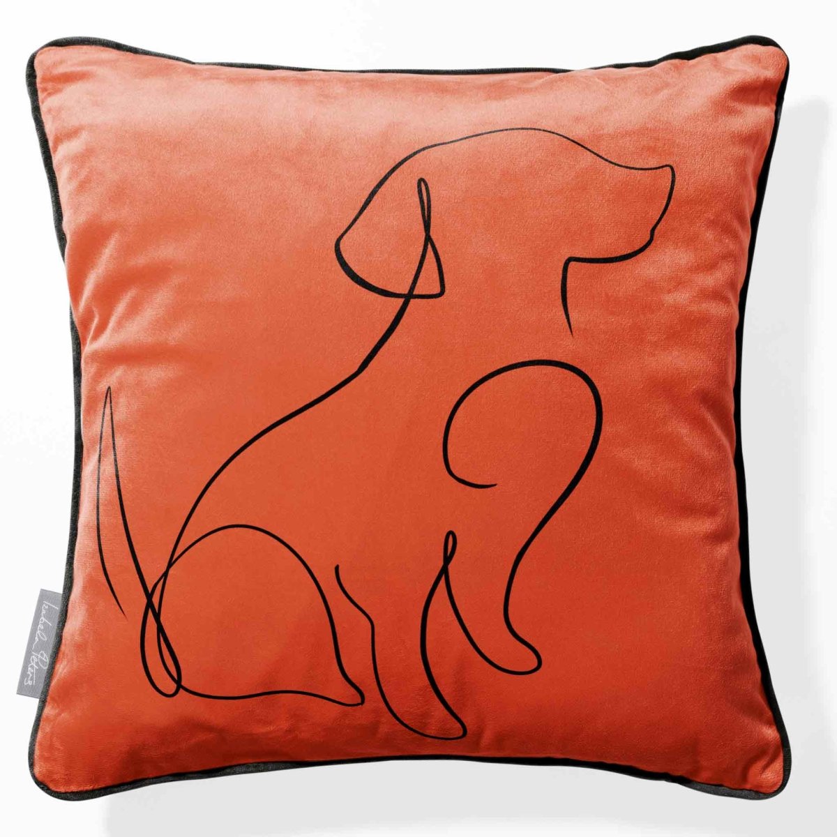 Dog | Sustainable Velvet Cushion - Burnt Ochre 40 x 40 cm Piped by Izabela Peters