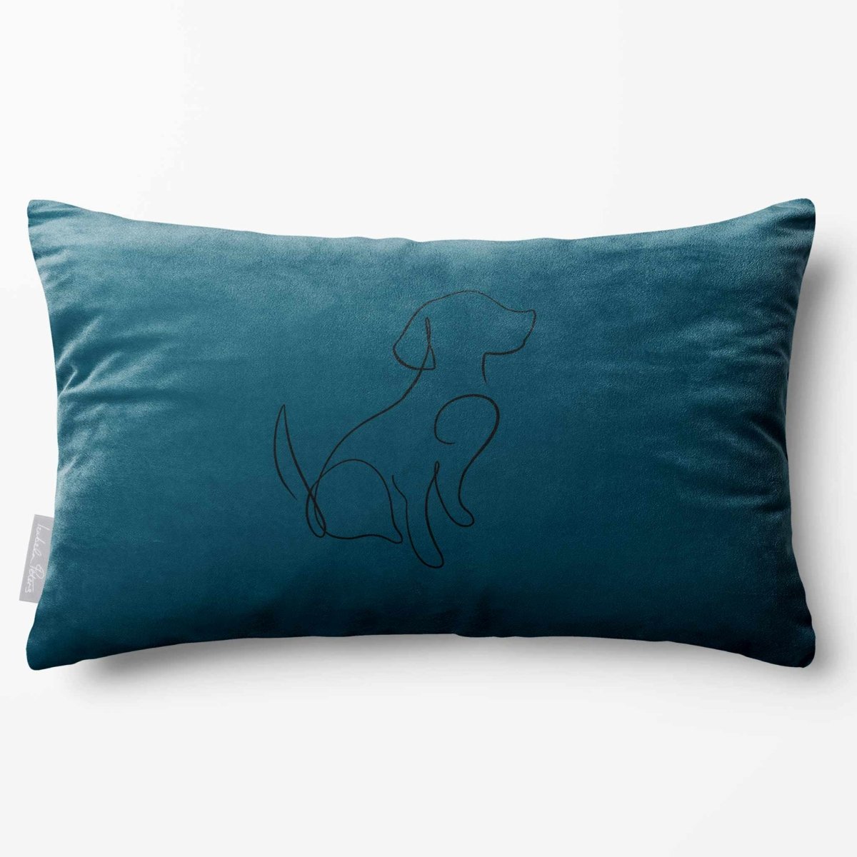 Dog | Sustainable Velvet Rectangle Cushion - Teal 50 x 30 cm Standard by Izabela Peters