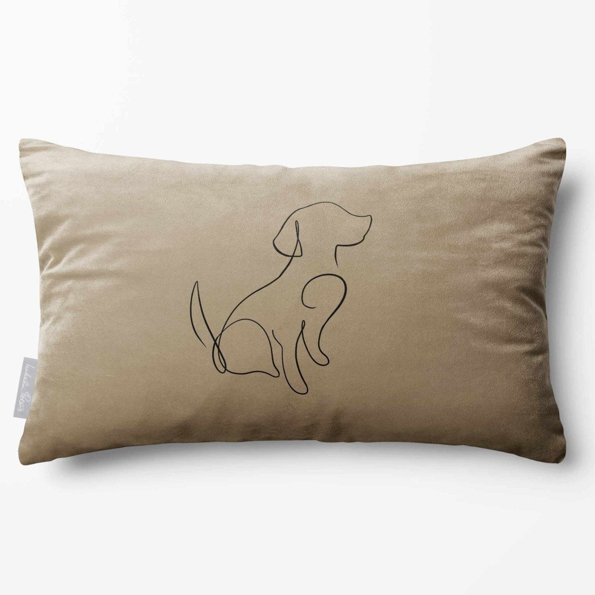 Dog | Sustainable Velvet Rectangle Cushion - Taupe 50 x 30 cm Standard by Izabela Peters