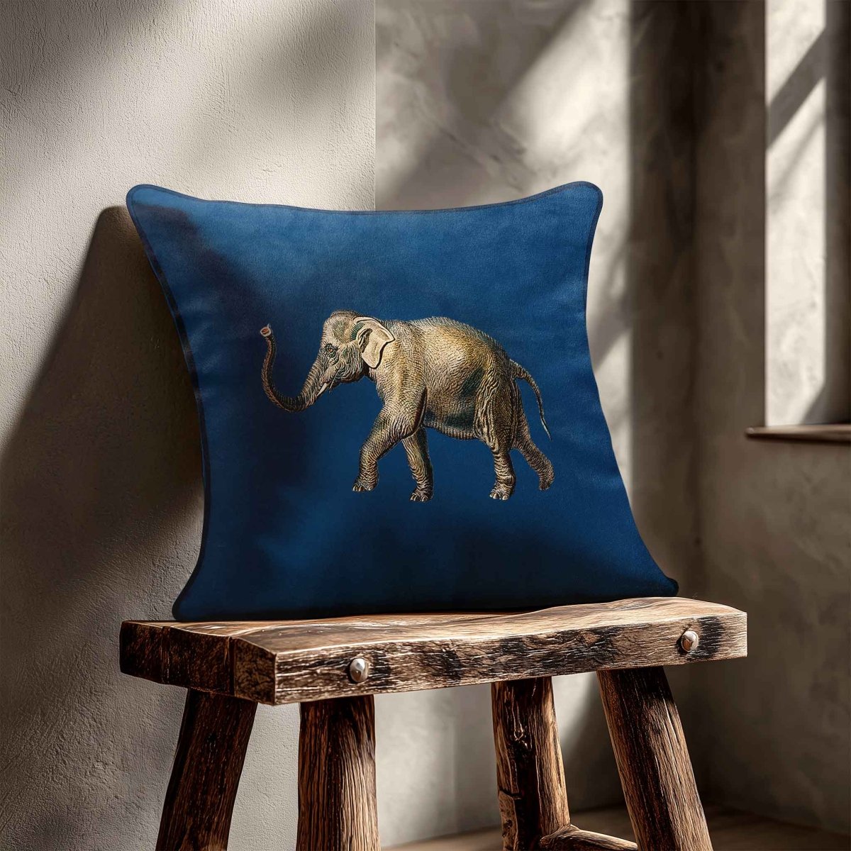 Elephant | Sustainable Velvet Cushion - Estate Blue 40 x 40 cm Standard by Izabela Peters