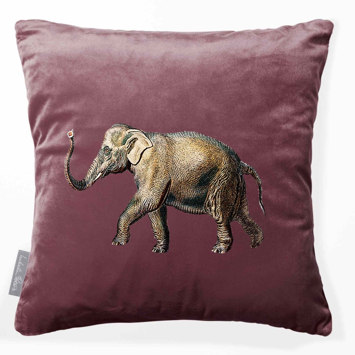 Elephant | Sustainable Velvet Cushion - Italian Grape 40 x 40 cm Smooth by Izabela Peters