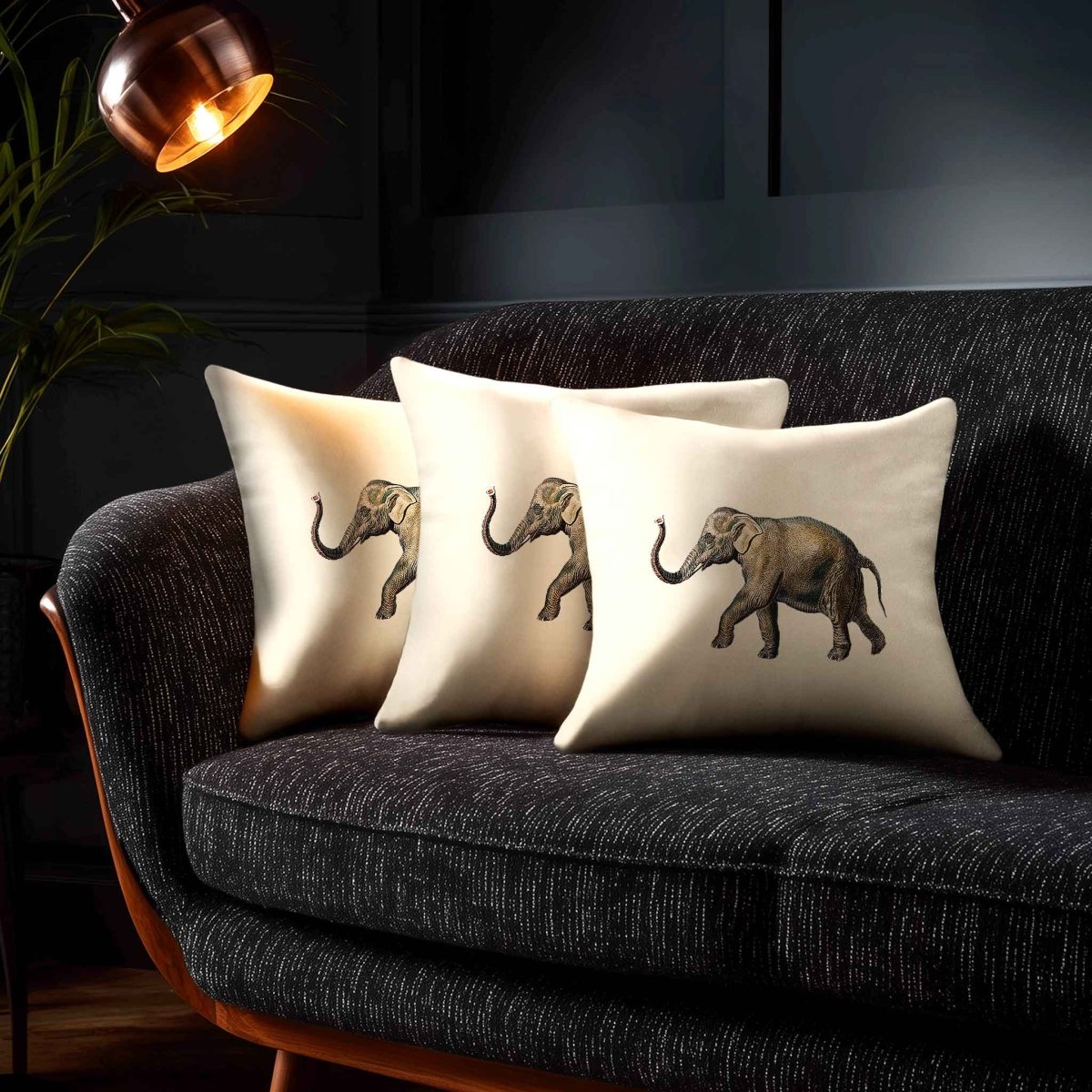 Elephant | Sustainable Velvet Cushion - Ivory Cream 40 x 40 cm Standard by Izabela Peters