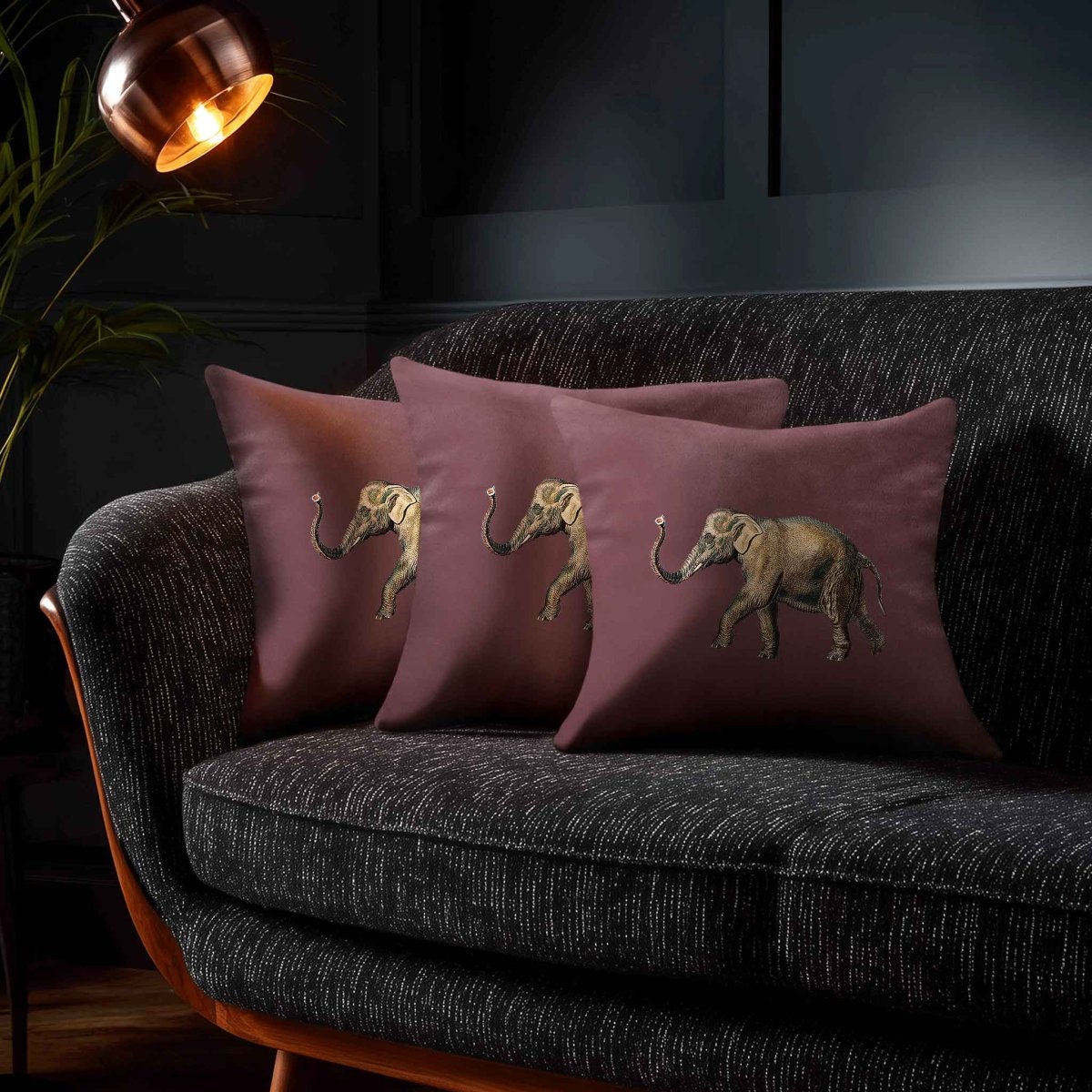 Elephant | Sustainable Velvet Cushion - Italian Grape 40 x 40 cm Standard by Izabela Peters