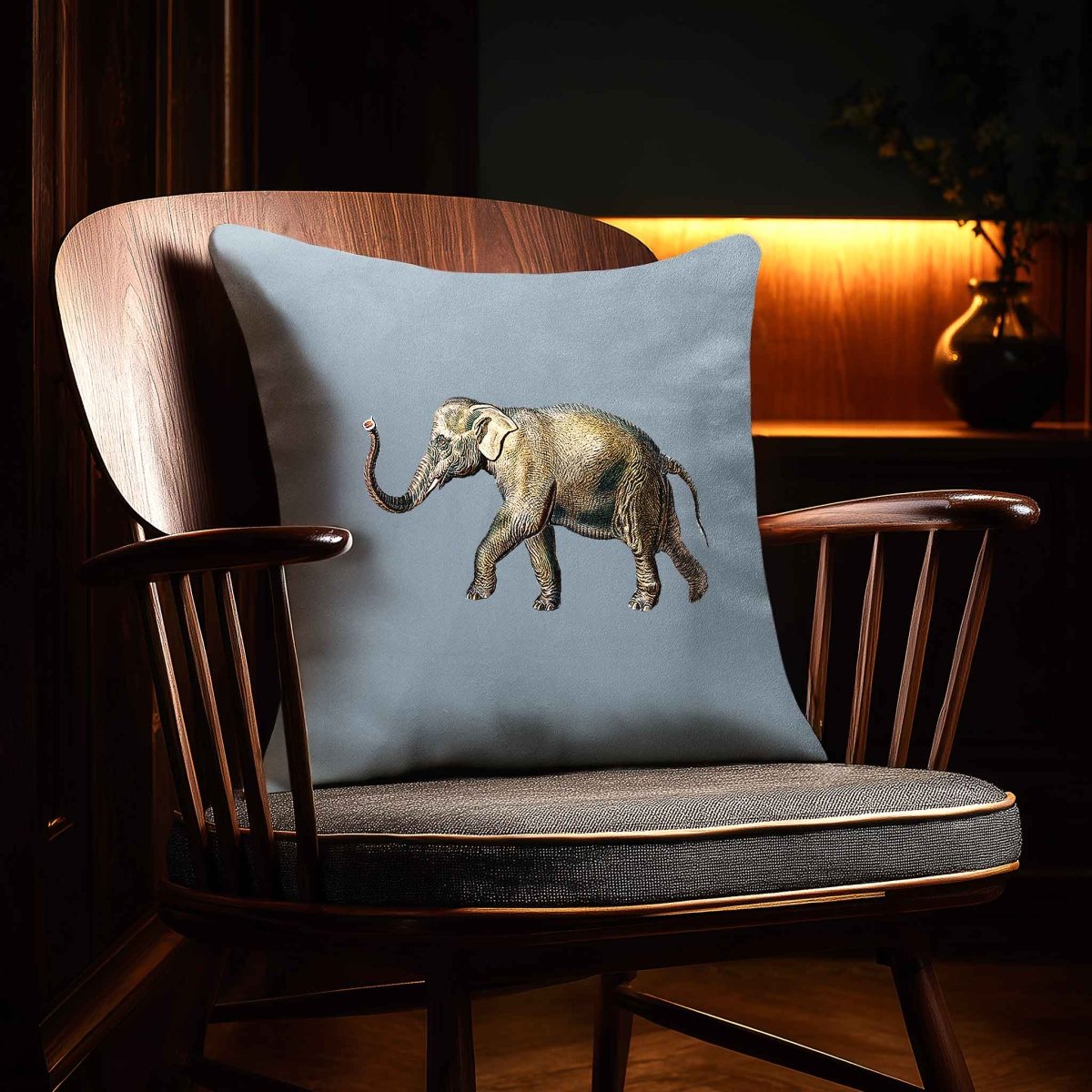 Elephant | Sustainable Velvet Cushion - French Grey 40 x 40 cm Standard by Izabela Peters