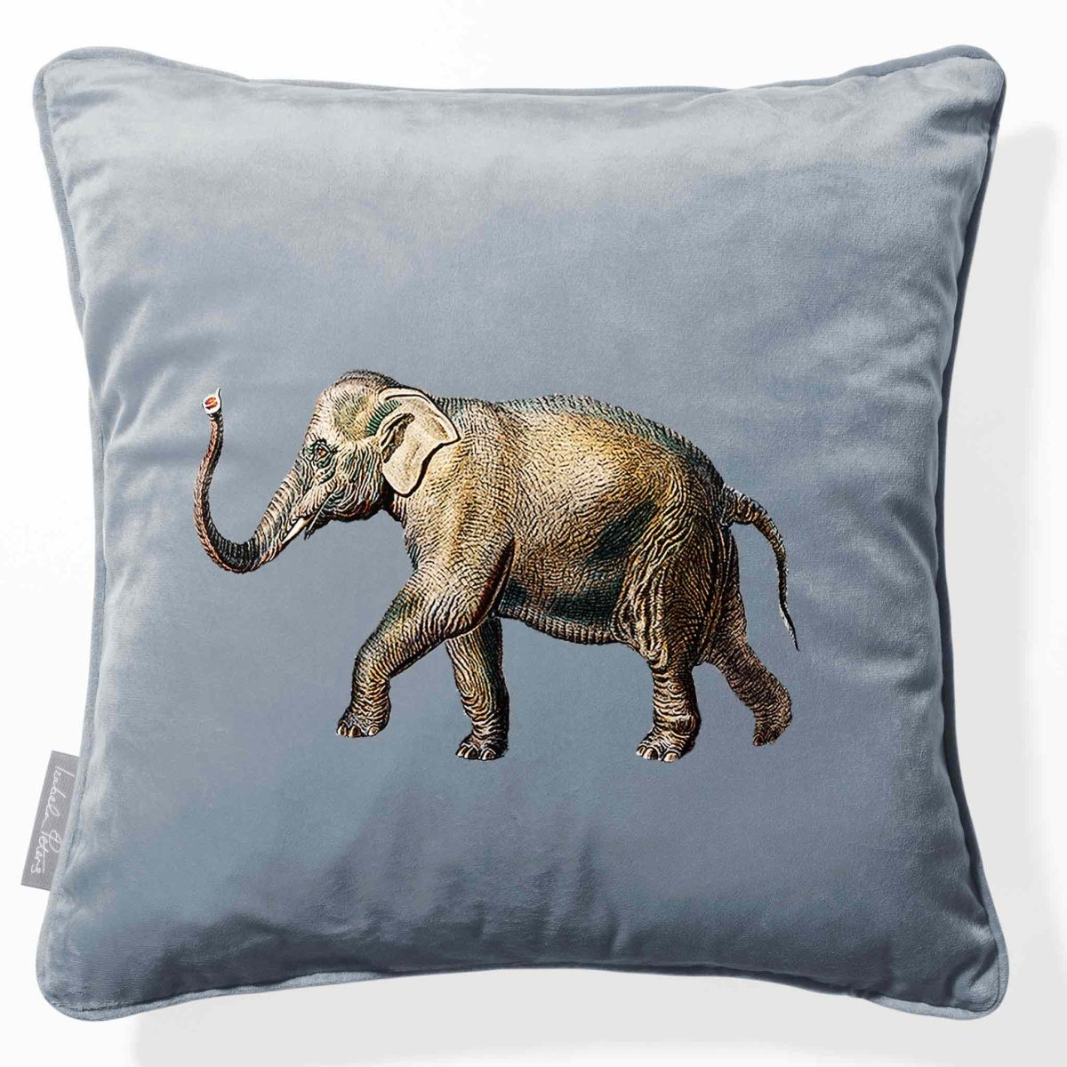 Elephant | Sustainable Velvet Cushion - French Grey 40 x 40 cm Piped by Izabela Peters