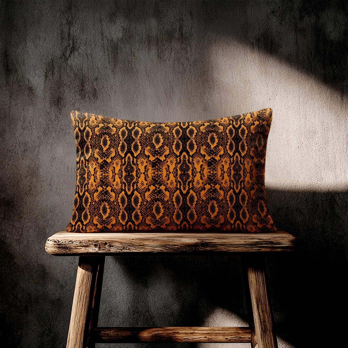 Exotic Snake | Sustainable Velvet Rectangle Cushion - Orange 50 x 30 cm Standard by Izabela Peters