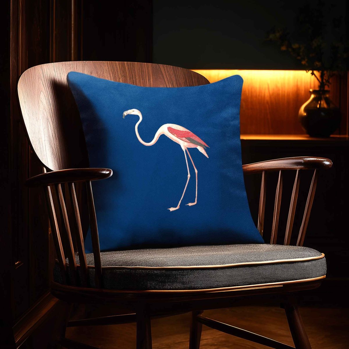 Flamingo | Sustainable Velvet Cushion - Estate Blue 40 x 40 cm Standard by Izabela Peters