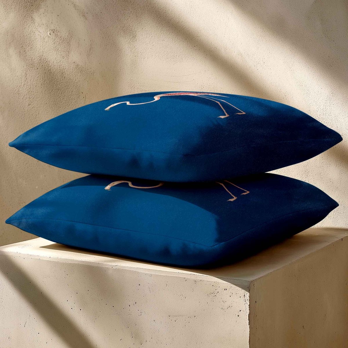Flamingo | Sustainable Velvet Cushion - Estate Blue 40 x 40 cm Standard by Izabela Peters