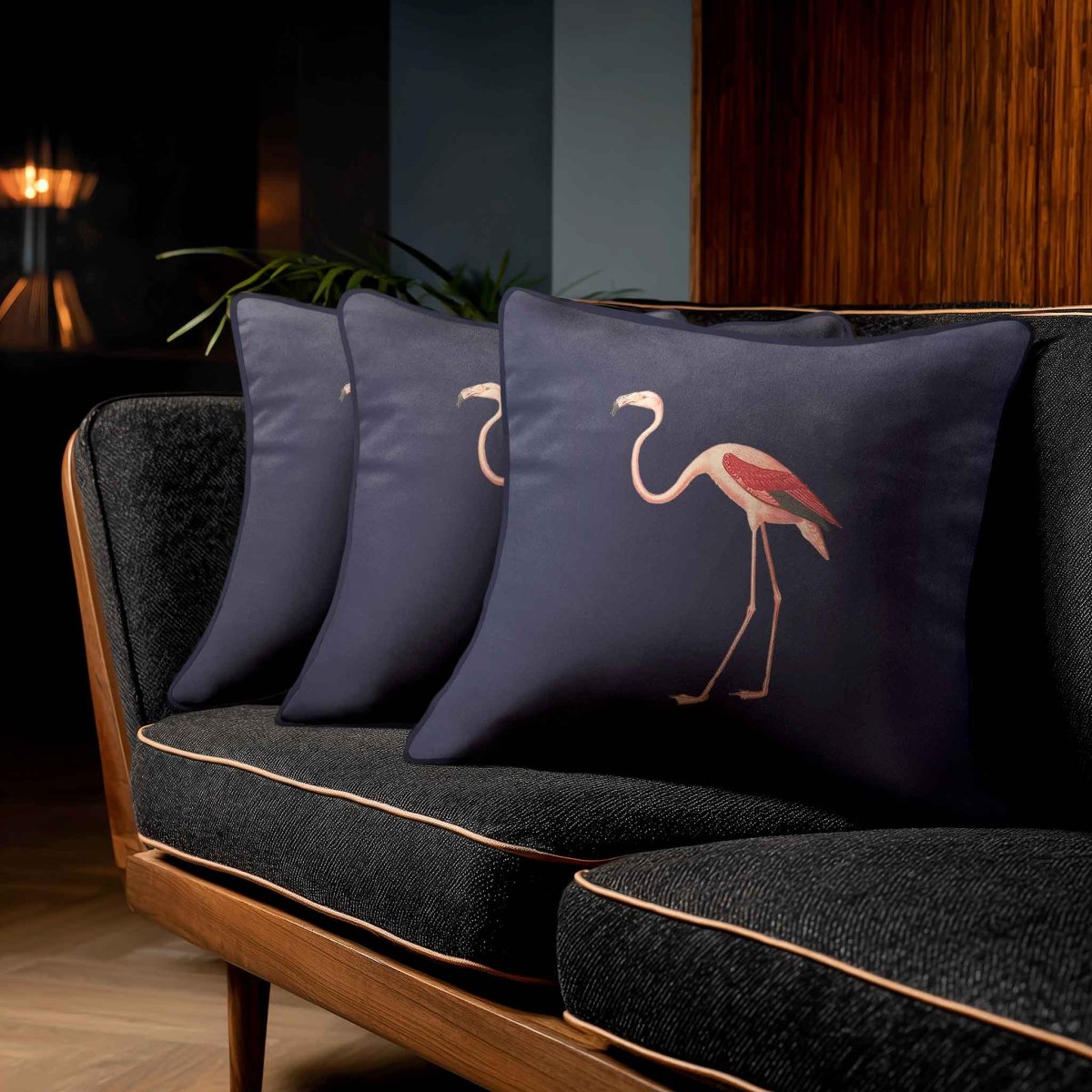 Flamingo | Sustainable Velvet Cushion - Graphite 40 x 40 cm Standard by Izabela Peters