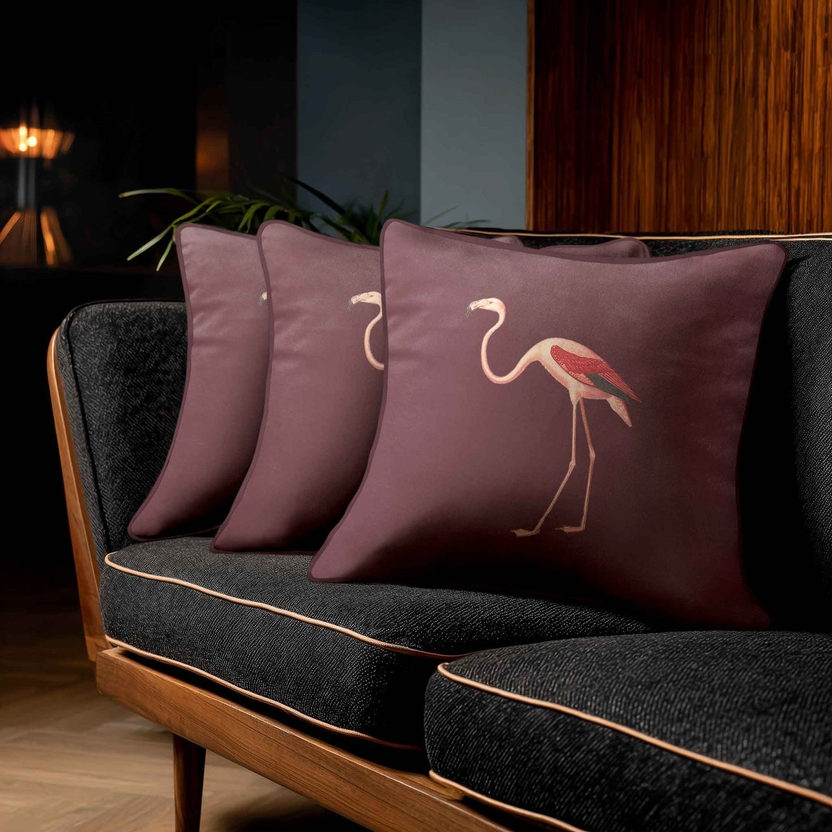 Flamingo | Sustainable Velvet Cushion - Italian Grape 40 x 40 cm Standard by Izabela Peters