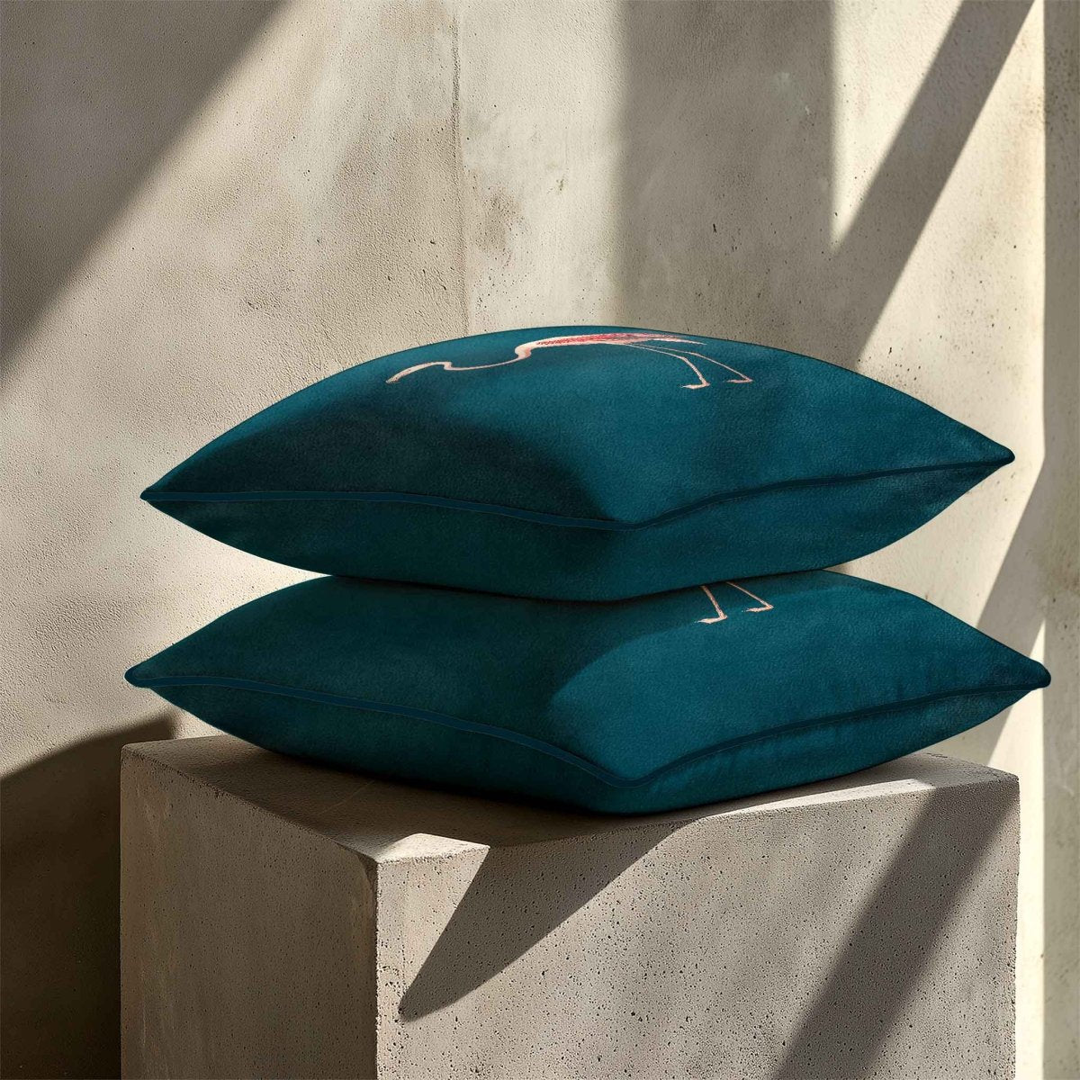 Flamingo | Sustainable Velvet Cushion - Teal 40 x 40 cm Standard by Izabela Peters