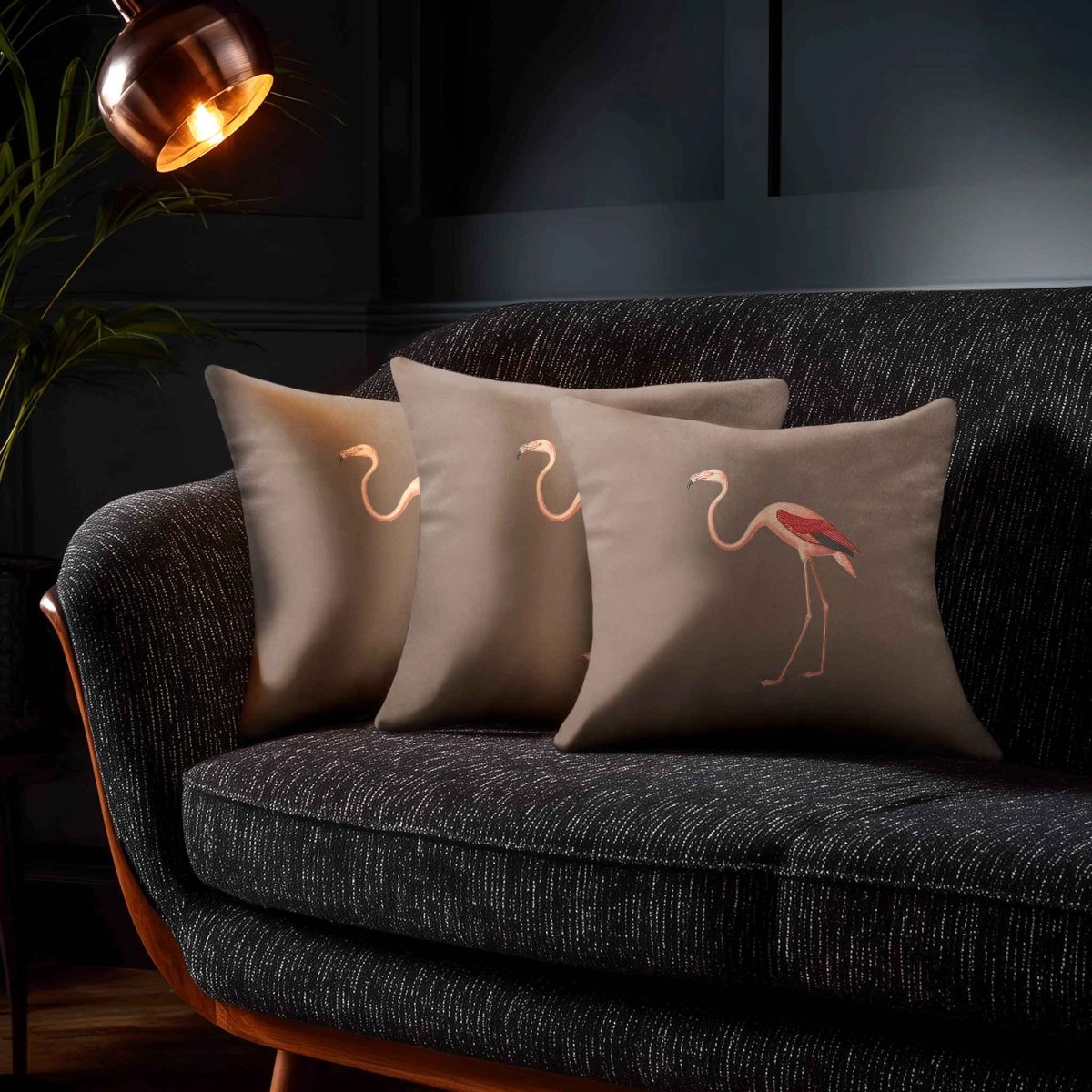 Flamingo | Sustainable Velvet Cushion - Dovedale Stone 40 x 40 cm Standard by Izabela Peters
