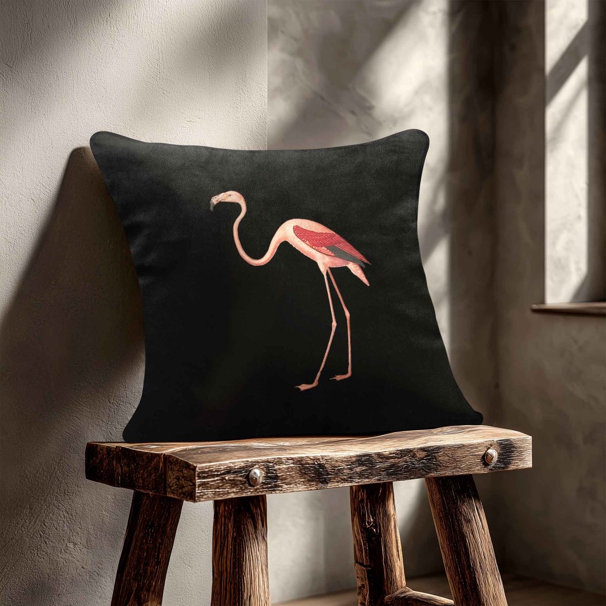 Flamingo | Sustainable Velvet Cushion - Charcoal 40 x 40 cm Piped by Izabela Peters