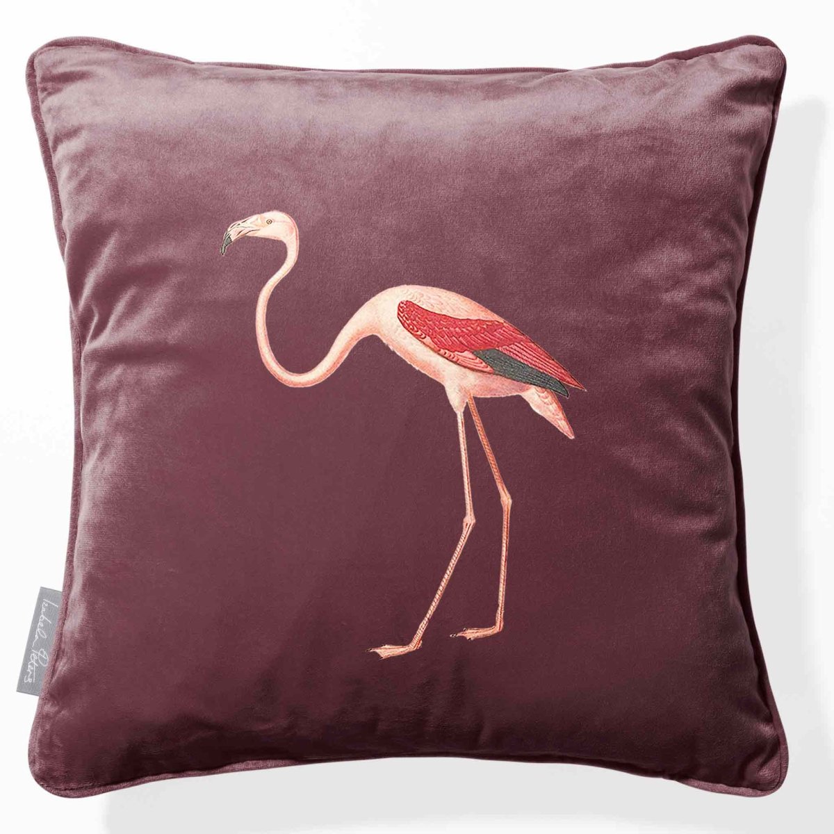 Flamingo | Sustainable Velvet Cushion - Italian Grape 40 x 40 cm Piped by Izabela Peters