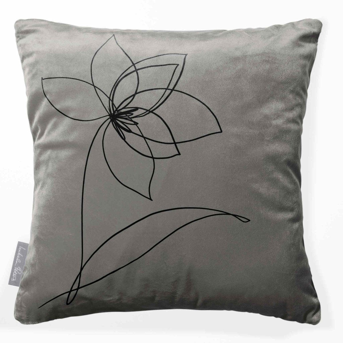 Flower | Sustainable Velvet Cushion - Beluga 40 x 40 cm Standard by Izabela Peters