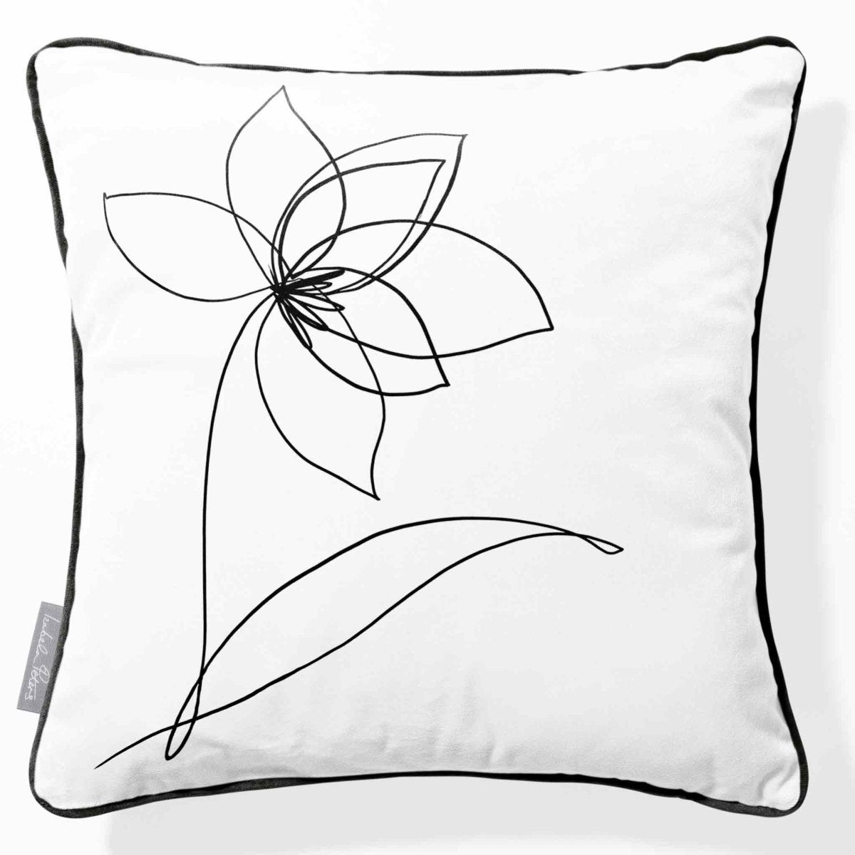 Flower | Sustainable Velvet Cushion - White & Black 40 x 40 cm Piped by Izabela Peters