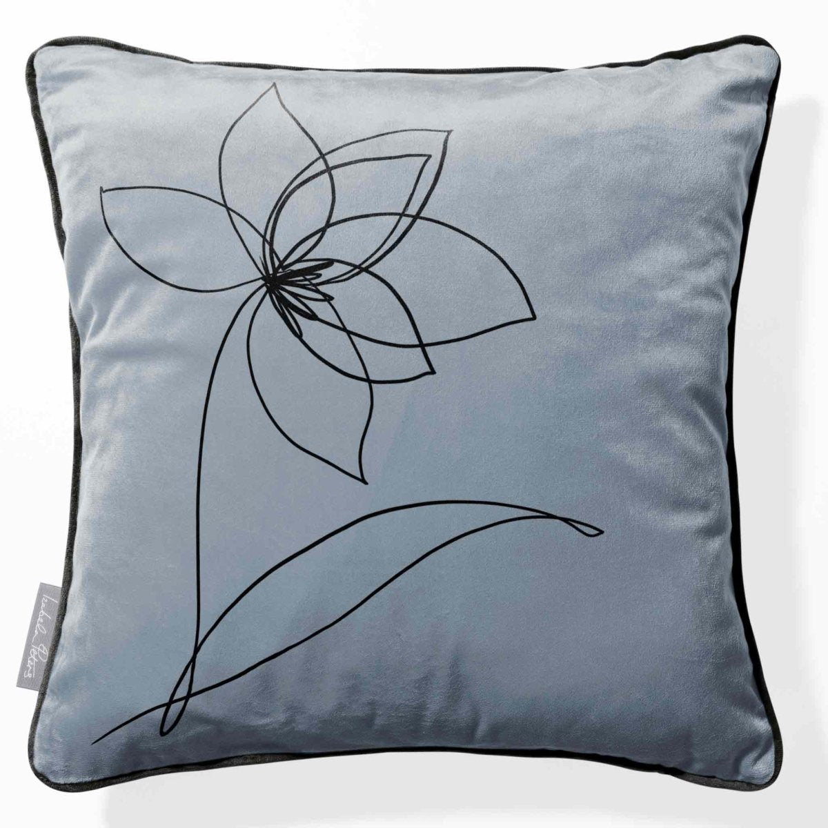 Flower | Sustainable Velvet Cushion - French Grey 40 x 40 cm Piped by Izabela Peters