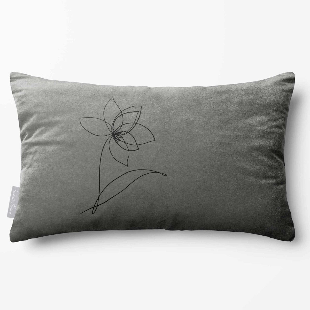 Flower | Sustainable Velvet Rectangle Cushion - Beluga 50 x 30 cm Standard by Izabela Peters