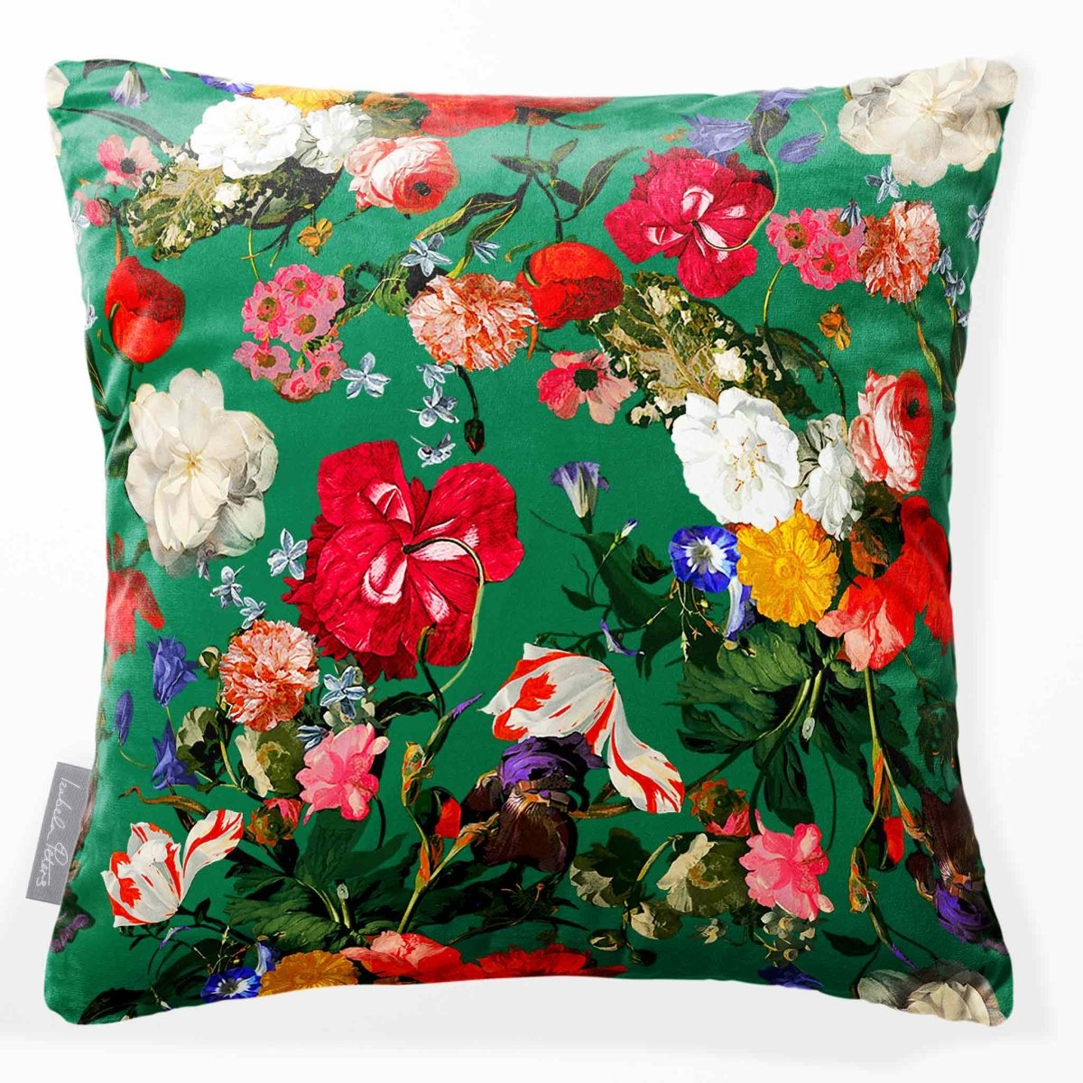 Garden Bouquet | Sustainable Velvet Cushion - Emerald Green 40 x 40 cm Smooth by Izabela Peters