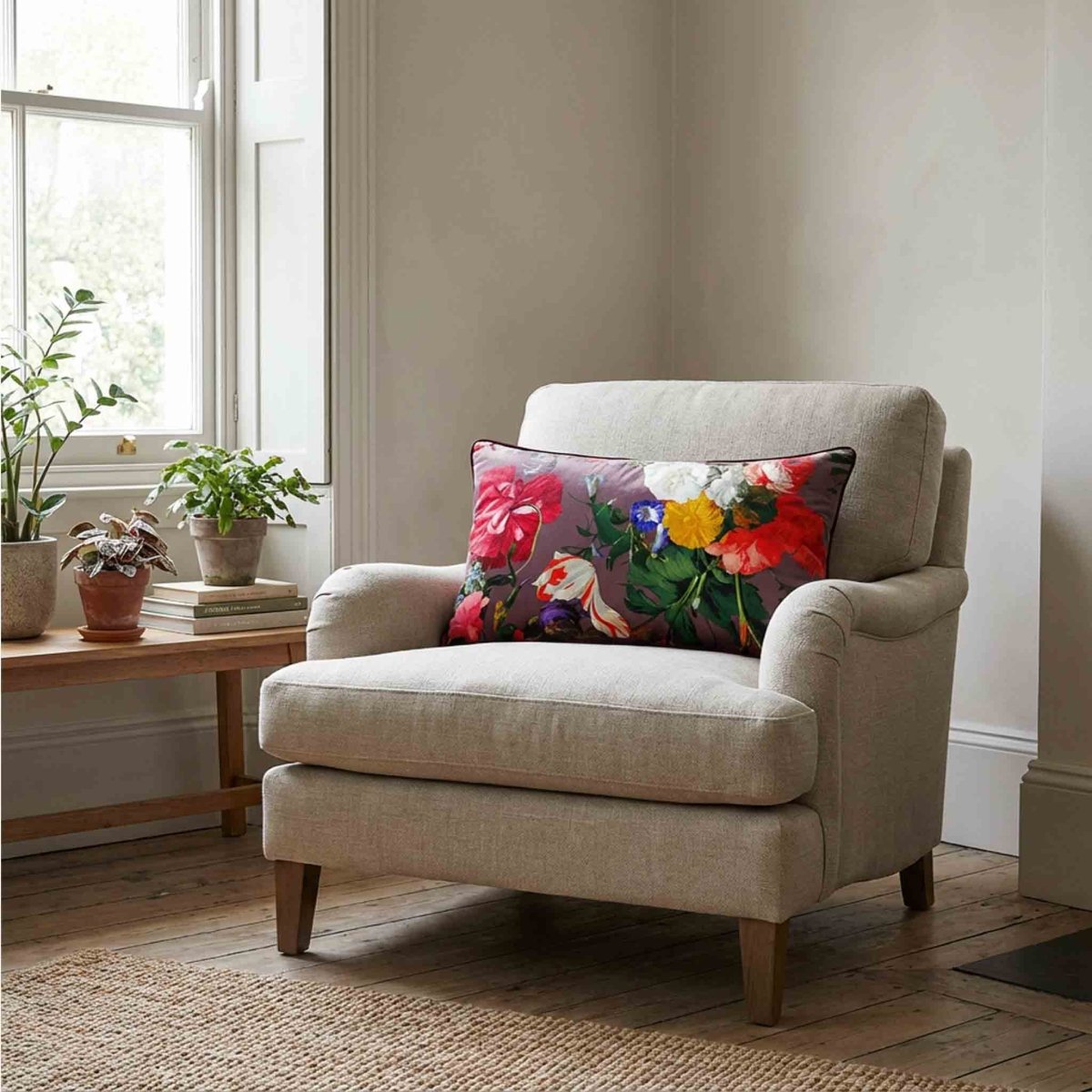 Garden Bouquet | Sustainable Velvet Rectangle Cushion - Italian Grape 50 x 30 cm Standard by Izabela Peters