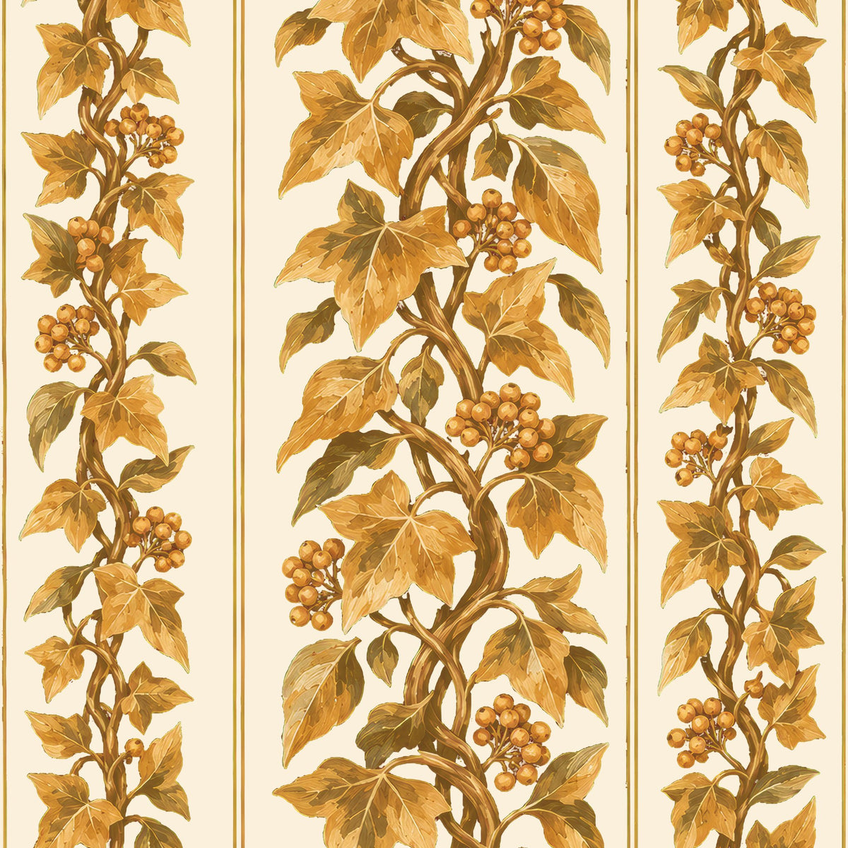 Gilded Ivy Christmas napkin print in ivory and gold