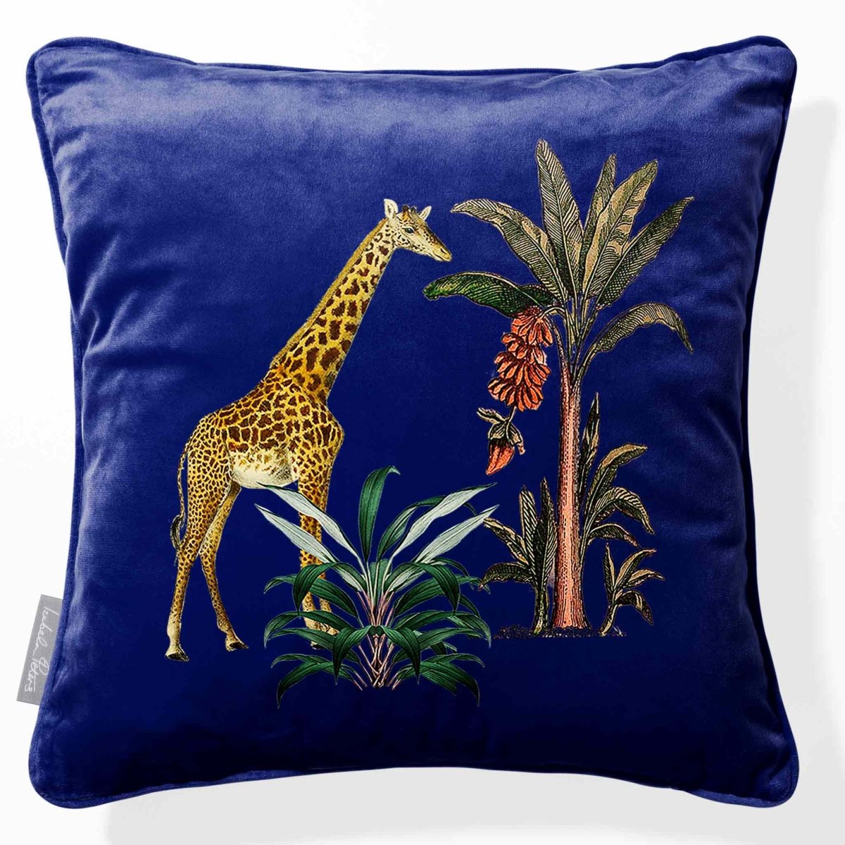 Giraffe | Sustainable Velvet Cushion - Midnight 40 x 40 cm Piped by Izabela Peters