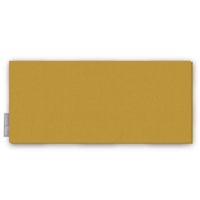 Plain gold cotton Christmas table runner folded on white