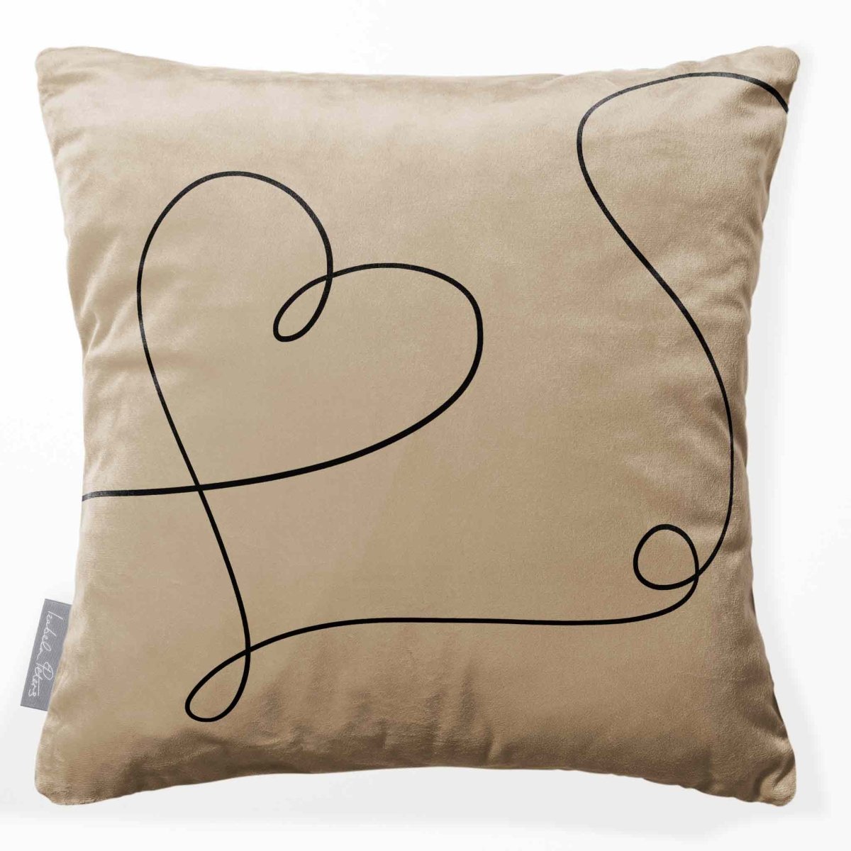 Heart | Sustainable Velvet Cushion - Taupe 40 x 40 cm Standard by Izabela Peters
