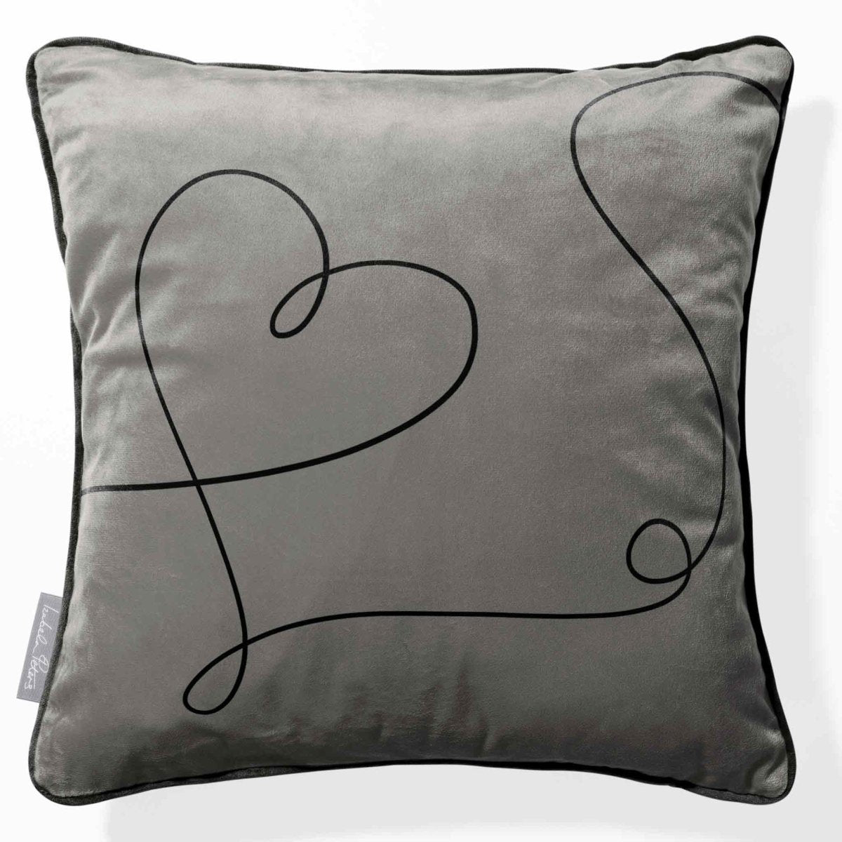 Heart | Sustainable Velvet Cushion - Beluga 40 x 40 cm Piped by Izabela Peters