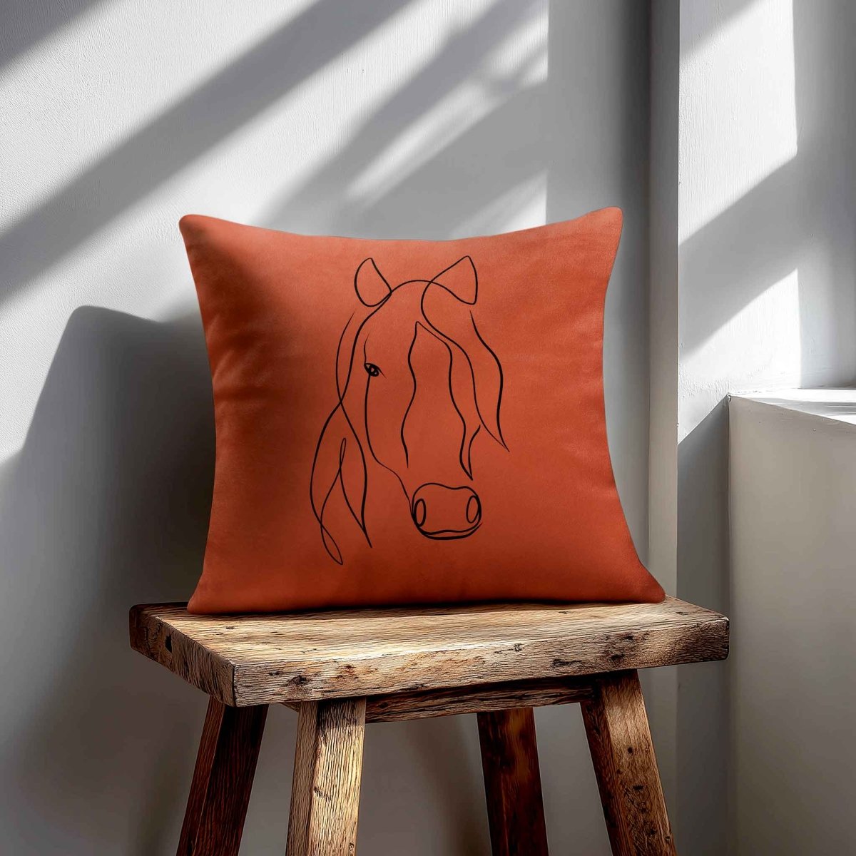 Horse | Sustainable Velvet Cushion - Burnt Ochre 40 x 40 cm Standard by Izabela Peters