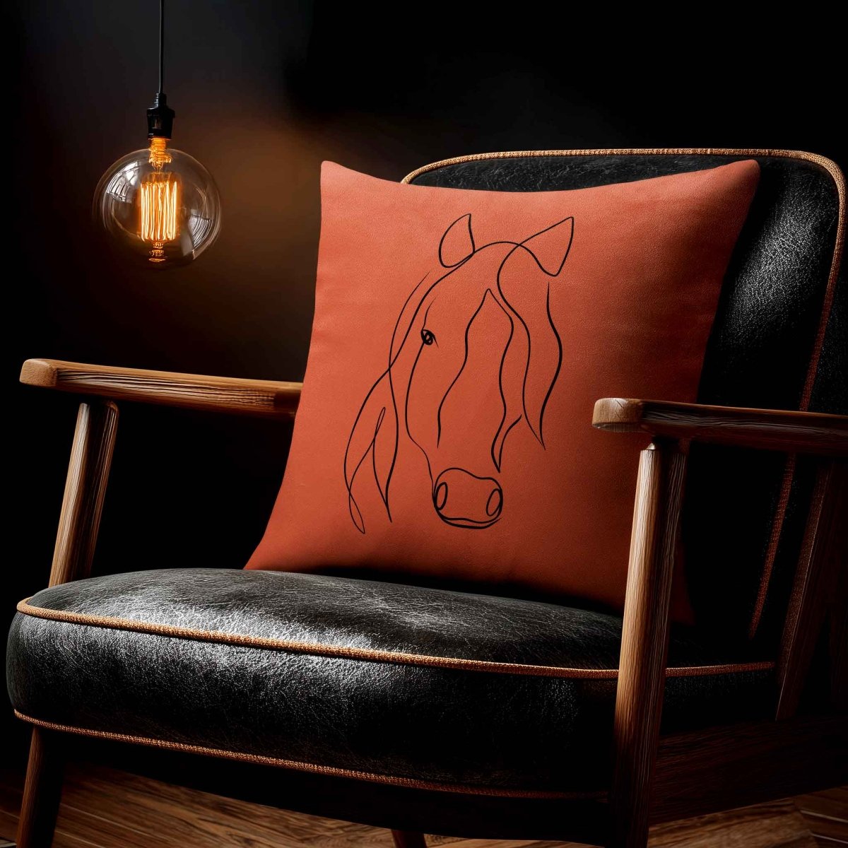 Horse | Sustainable Velvet Cushion - Burnt Ochre 40 x 40 cm Standard by Izabela Peters