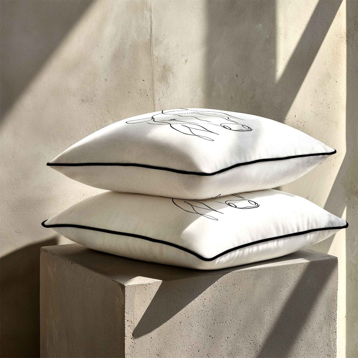 Horse | Sustainable Velvet Cushion - White & Black 40 x 40 cm Standard by Izabela Peters