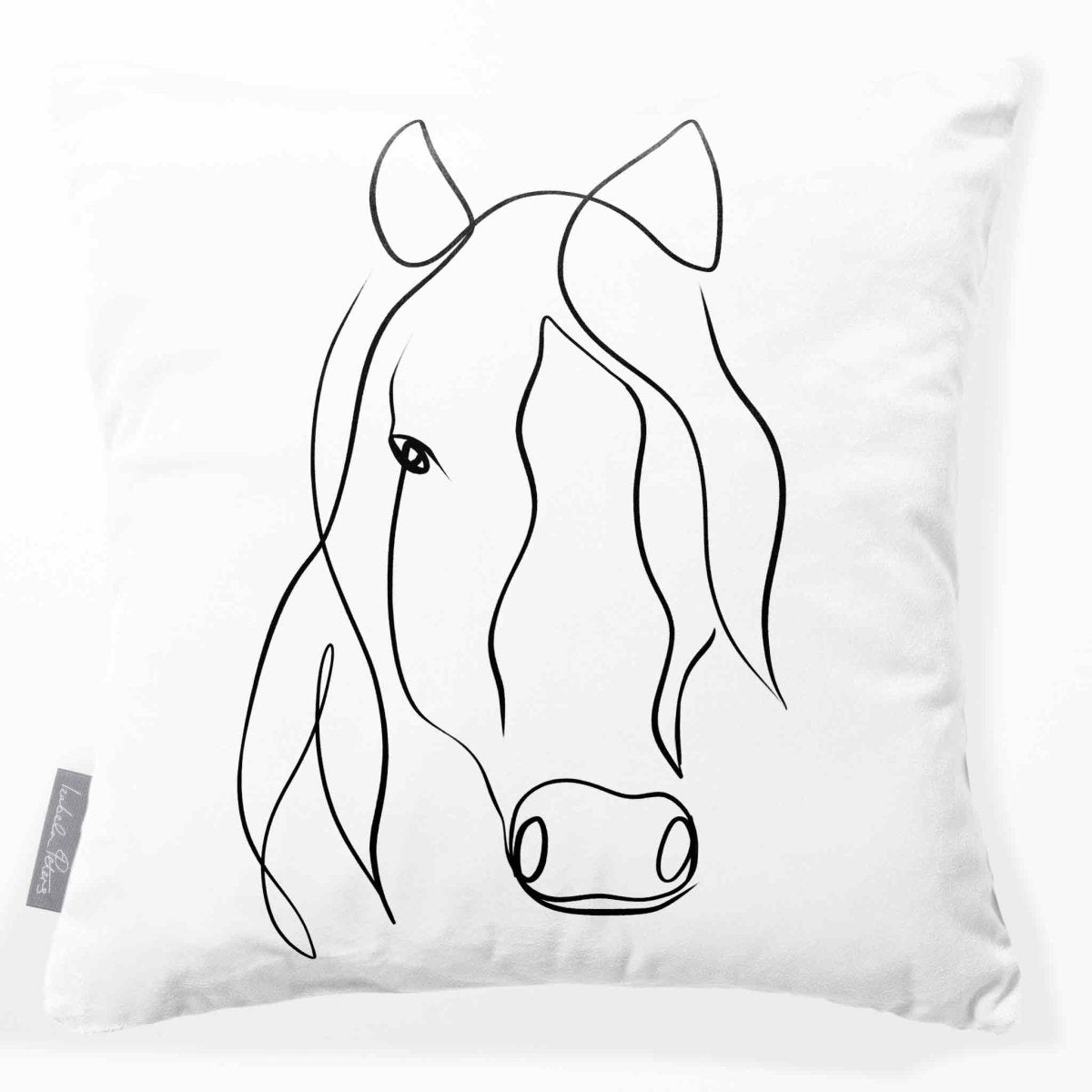 Horse | Sustainable Velvet Cushion - White & Black 40 x 40 cm Standard by Izabela Peters