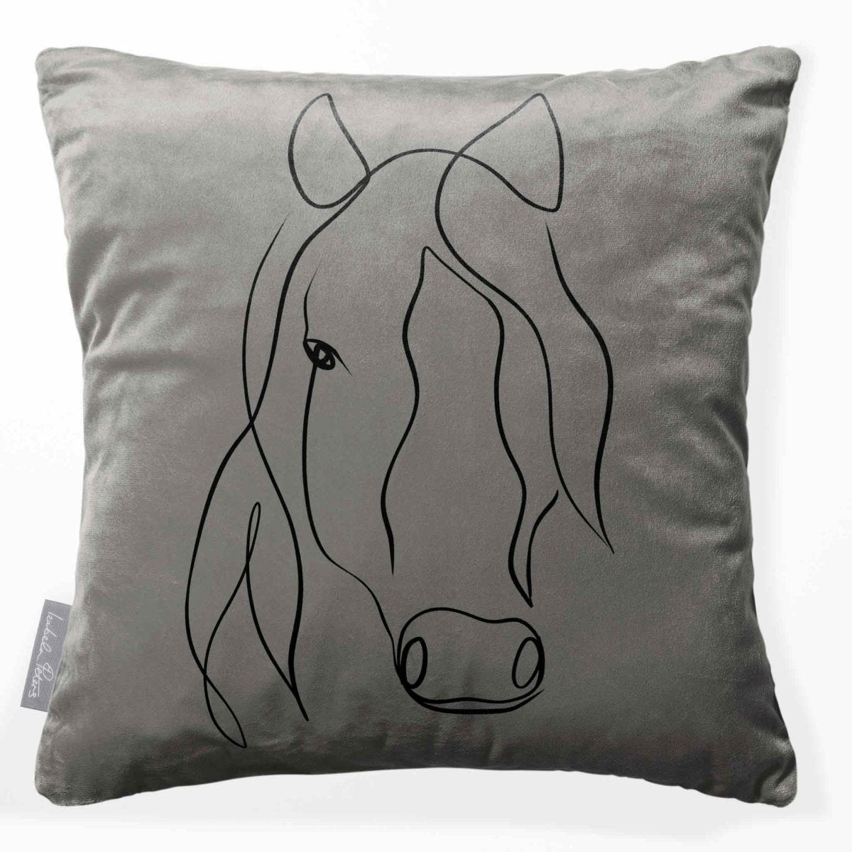 Horse | Sustainable Velvet Cushion - Beluga 40 x 40 cm Standard by Izabela Peters