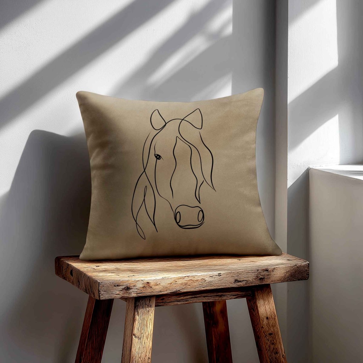 Horse | Sustainable Velvet Cushion - Taupe 40 x 40 cm Standard by Izabela Peters