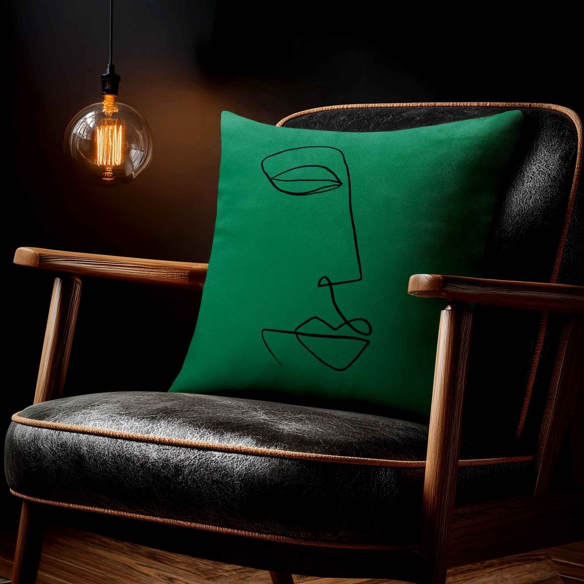 Joyful Face | Sustainable Velvet Cushion - Emerald Green 40 x 40 cm Standard by Izabela Peters