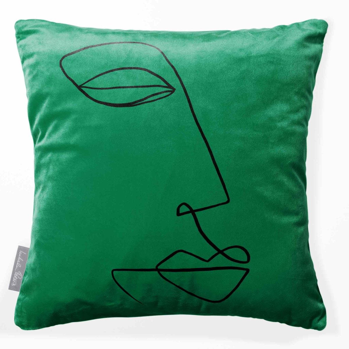 Joyful Face | Sustainable Velvet Cushion - Emerald Green 40 x 40 cm Standard by Izabela Peters