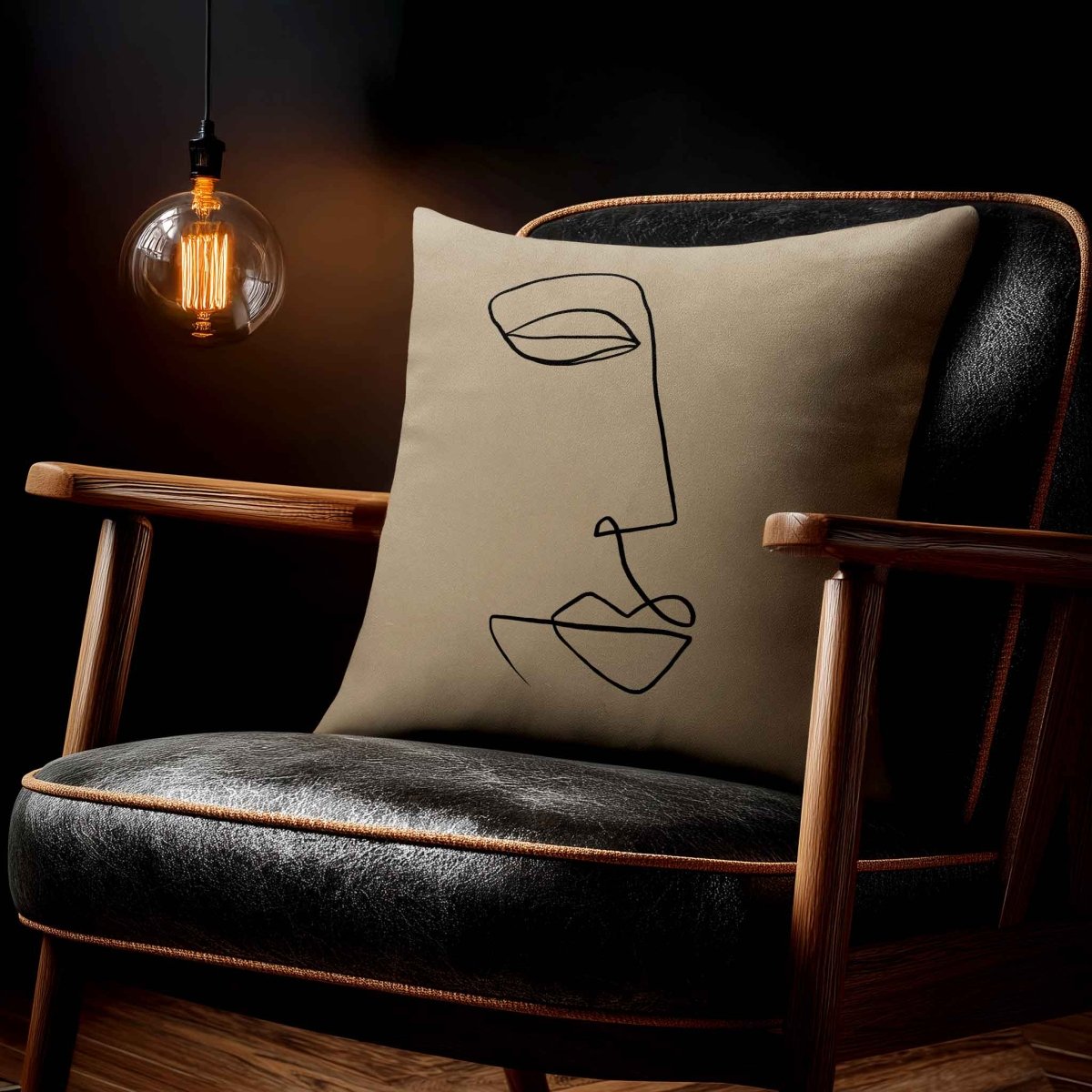 Joyful Face | Sustainable Velvet Cushion - Taupe 40 x 40 cm Standard by Izabela Peters