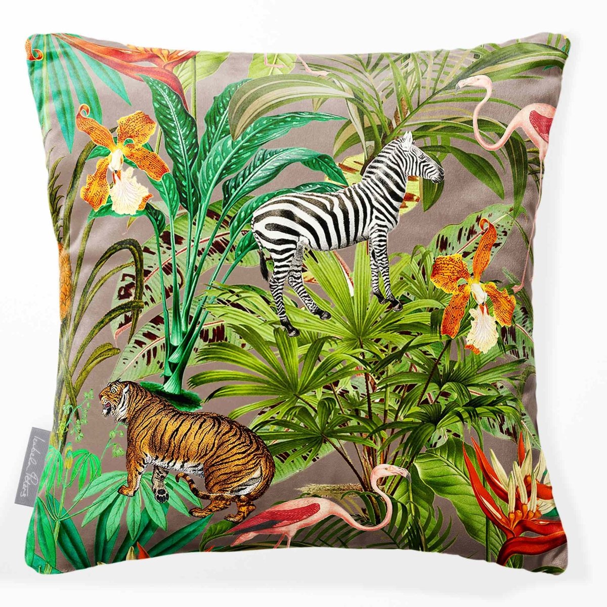 Jungle Fusion | Sustainable Velvet Cushion - Dovedale Stone 40 x 40 cm Smooth by Izabela Peters
