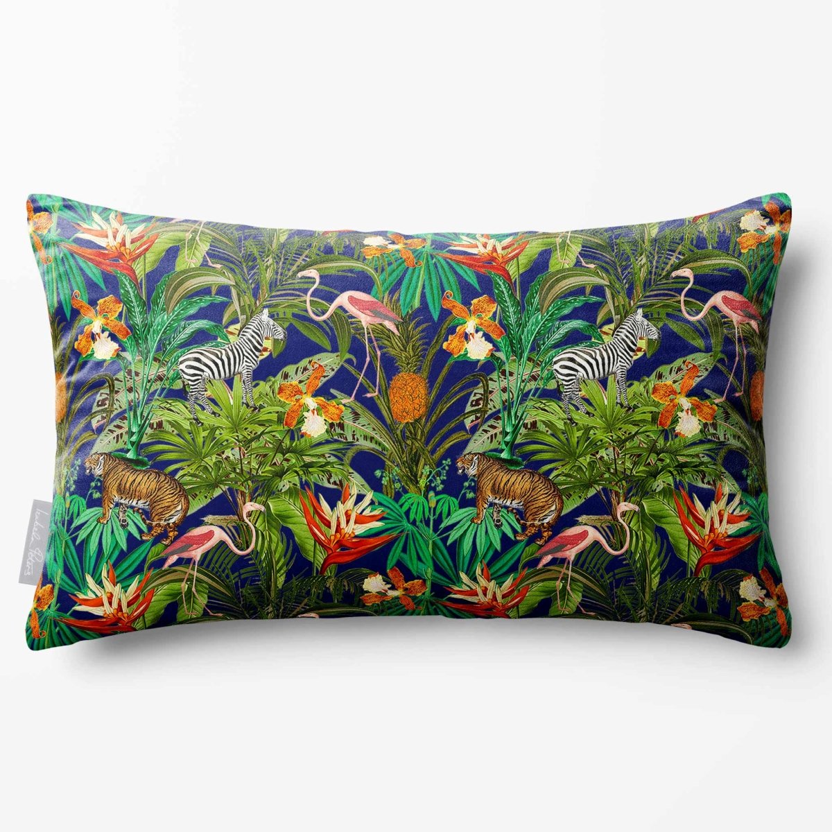 Jungle Fusion | Sustainable Velvet Rectangle Cushion - Midnight 50 x 30 cm Standard by Izabela Peters