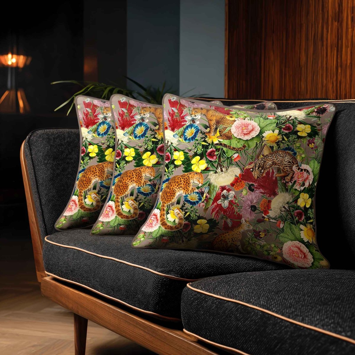 Junglescape | Sustainable Velvet Cushion - Dovedale Stone 40 x 40 cm Standard by Izabela Peters