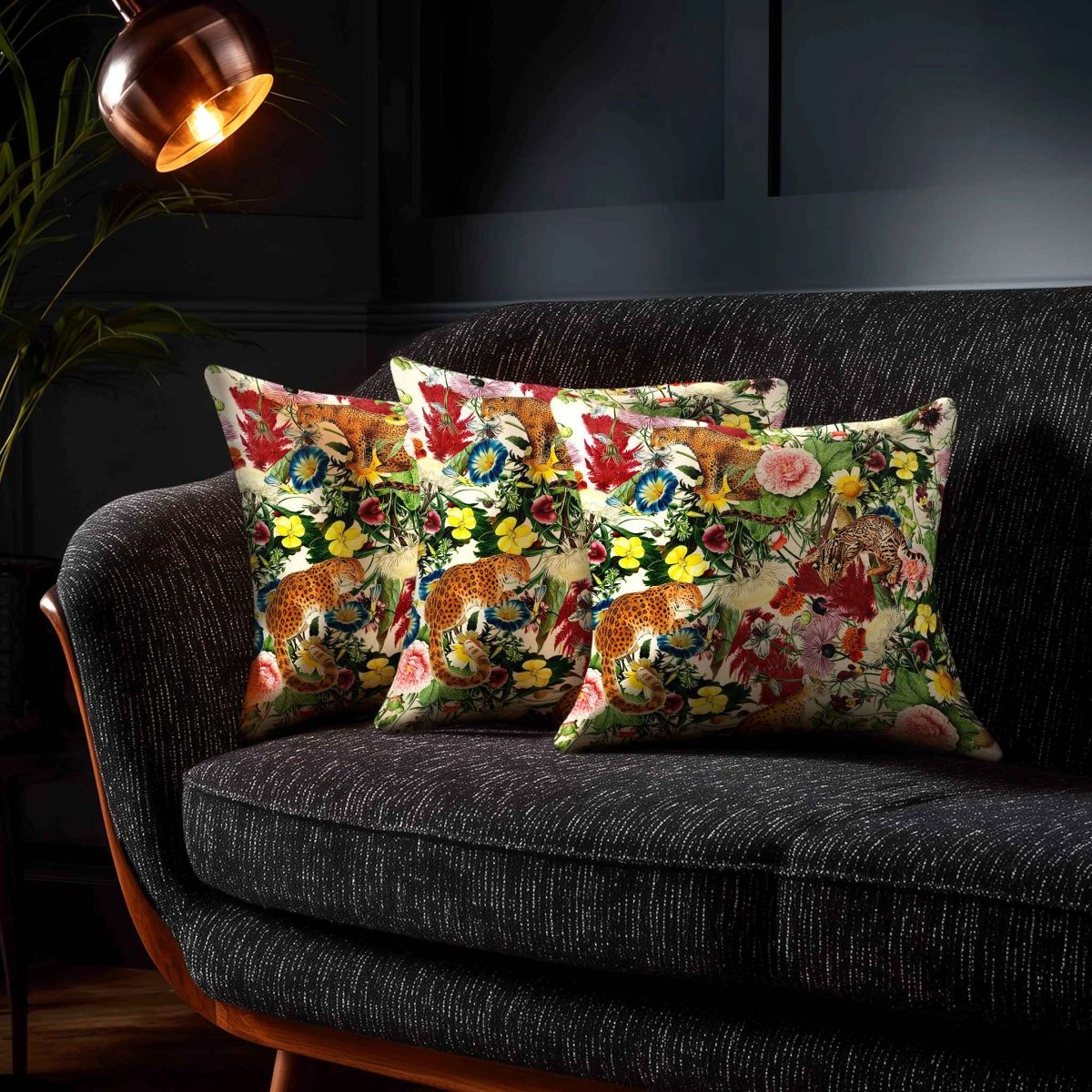 Junglescape | Sustainable Velvet Cushion - Ivory Cream 40 x 40 cm Standard by Izabela Peters