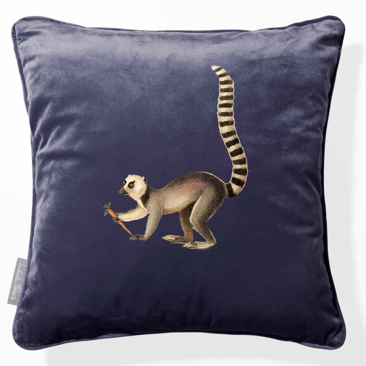 Lemur | Sustainable Velvet Cushion - Graphite 40 x 40 cm Piped by Izabela Peters