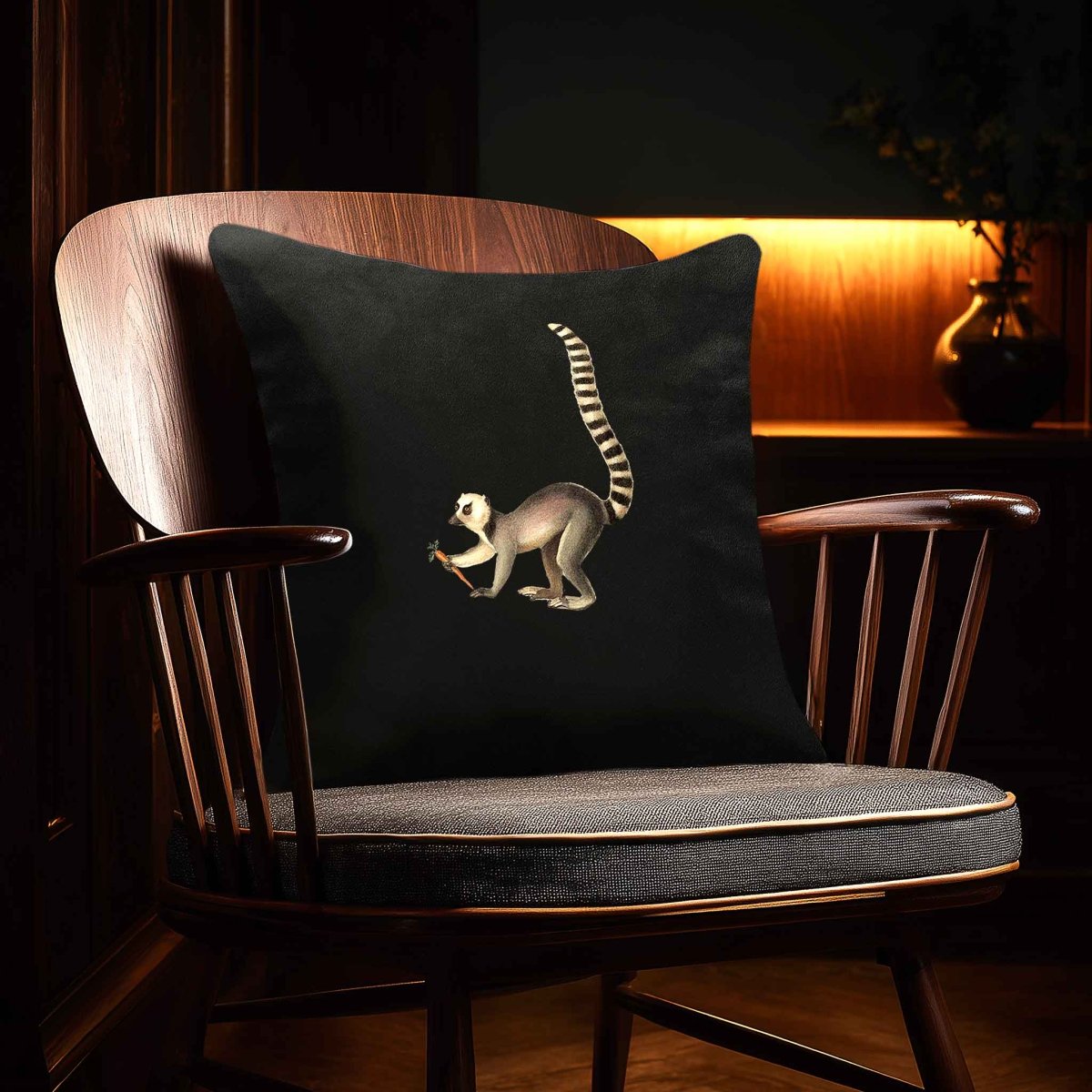 Lemur | Sustainable Velvet Cushion - Charcoal 40 x 40 cm Standard by Izabela Peters