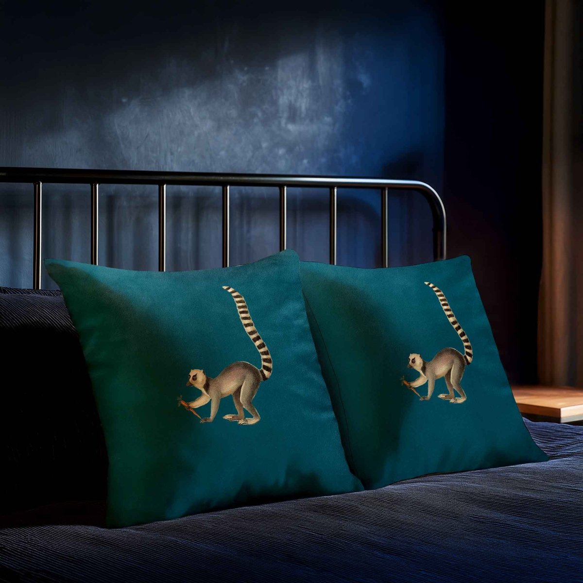 Lemur | Sustainable Velvet Cushion - Teal 40 x 40 cm Standard by Izabela Peters