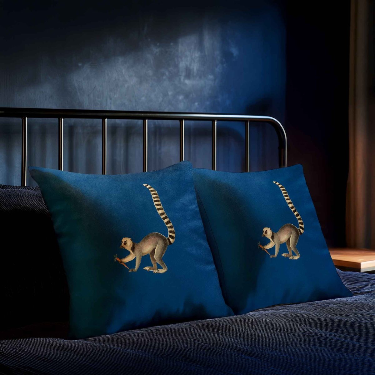 Lemur | Sustainable Velvet Cushion - Estate Blue 40 x 40 cm Standard by Izabela Peters