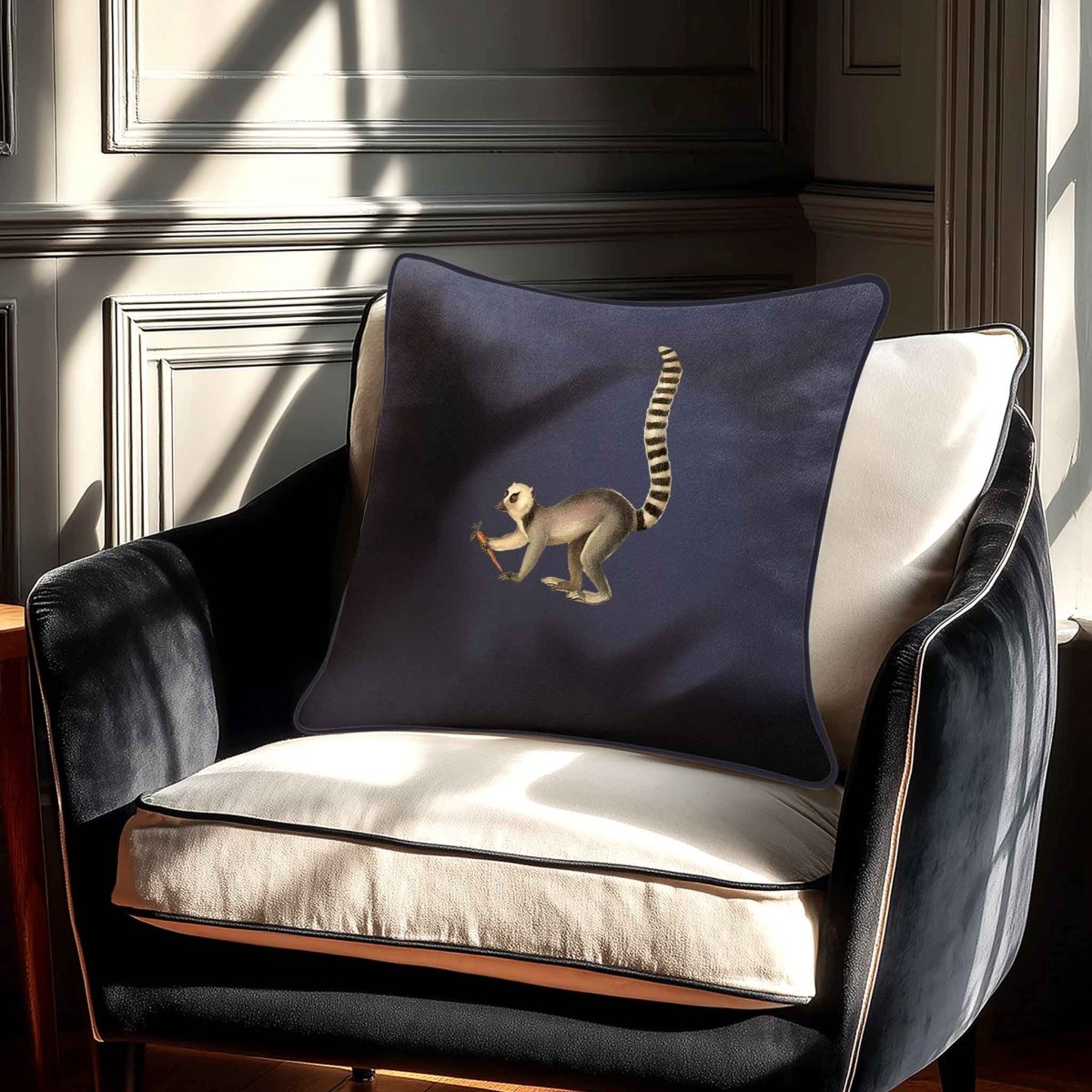 Lemur | Sustainable Velvet Cushion - Graphite 40 x 40 cm Standard by Izabela Peters