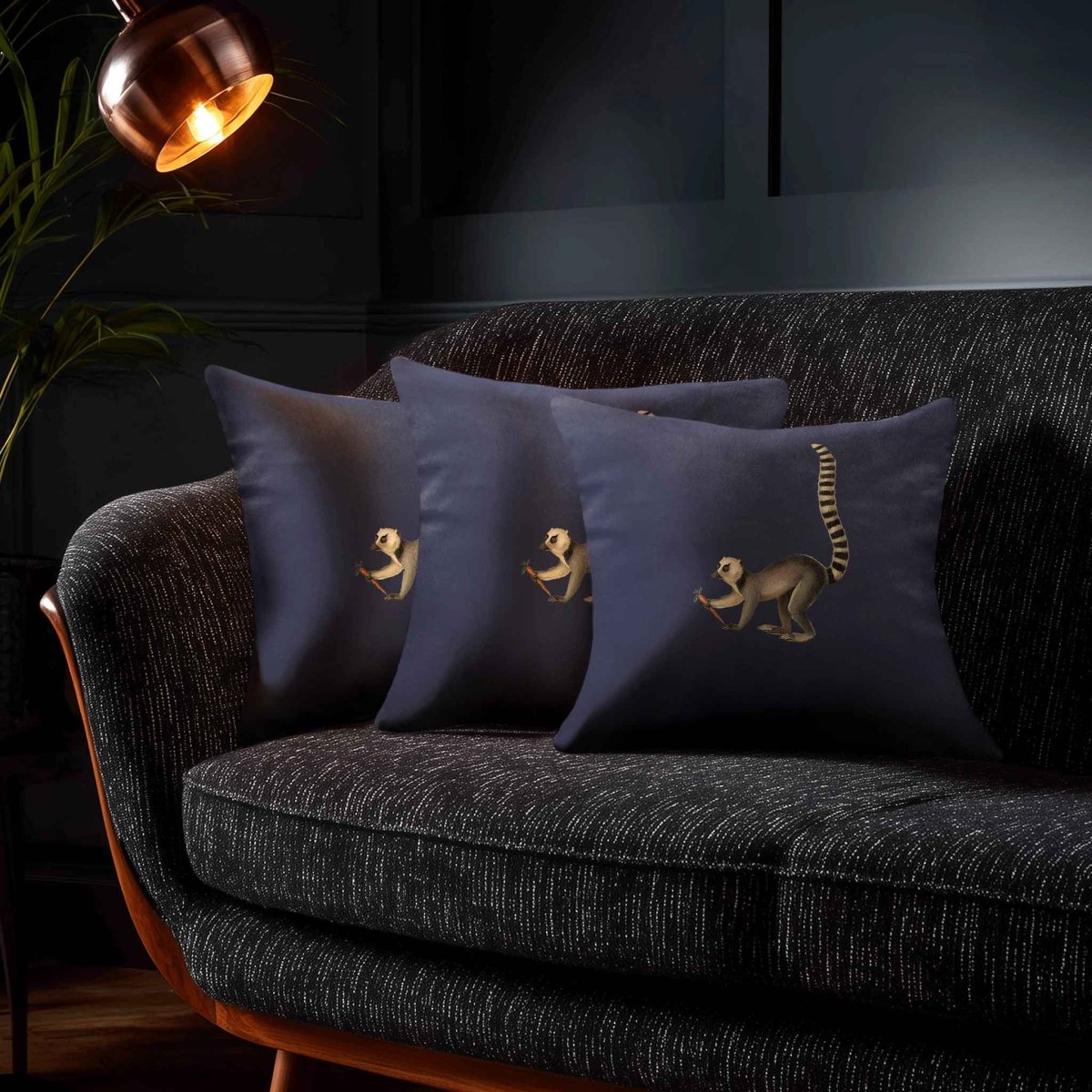 Lemur | Sustainable Velvet Cushion - Graphite 40 x 40 cm Standard by Izabela Peters