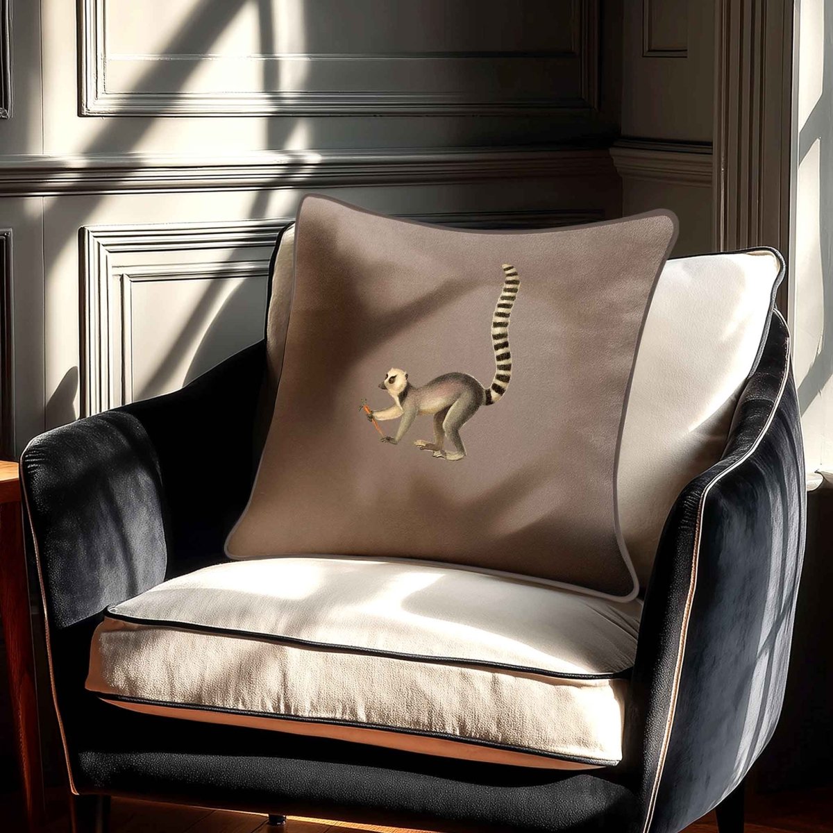 Lemur | Sustainable Velvet Cushion - Dovedale Stone 40 x 40 cm Standard by Izabela Peters