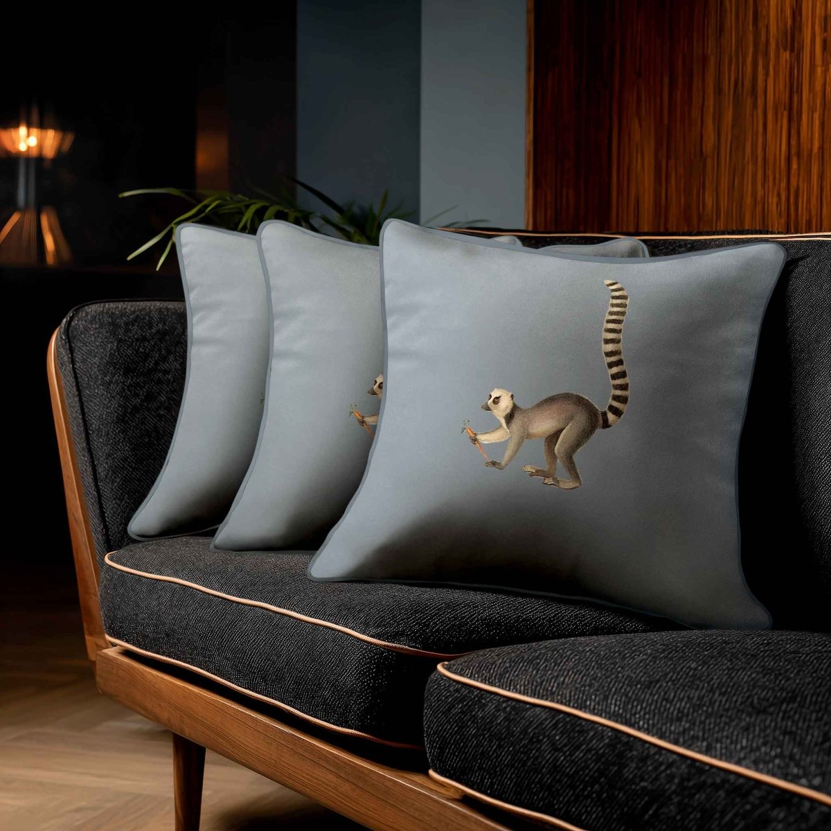 Lemur | Sustainable Velvet Cushion - French Grey 40 x 40 cm Standard by Izabela Peters